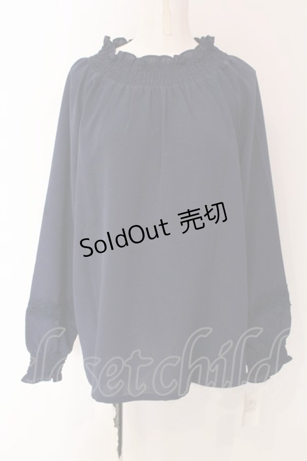 画像1: axes femme / シャーリングスタンドブラウス F ネイビー O-25-03-13-012-AX-BL-OW-OS (1)