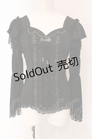 画像: Ozz oneste / スクエアネック姫袖ブラウス  ブラック O-25-03-13-026-OO-BL-IG-OS
