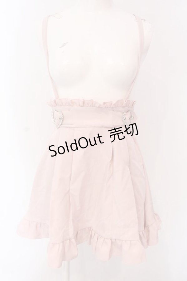 画像1: DearMyLove / 推し色サイドキラキラハートバックルサス付きスカート M ピンク O-25-03-17-027-EL-SK-OW-OS (1)