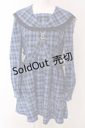 画像: Jamieエーエヌケー / ハーネスセーラーワンピース  ブルーチェック O-25-03-17-032-LO-OP-IG-OS