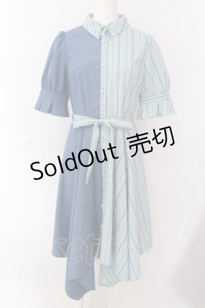 画像: axes femme / ストライプ切替ワンピース  サックス O-25-03-17-045-AX-OP-IG-OS