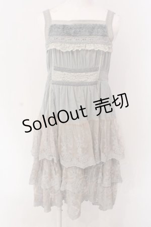 画像: OZZ ANGELO / レースティアードワンピース  ブルーグレー O-25-03-17-063-OO-OP-OW-OS