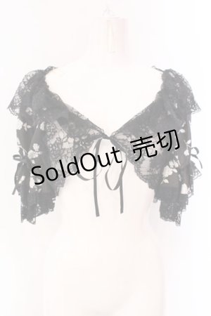 画像: MARBLE / 花柄ボレロ  ブラック×ホワイト O-25-03-17-065-GO-OP-OW-OS