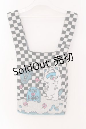 画像: LAND by MILKBOY / ラブ&ベア ニットバッグ  ブラック×ホワイトマルチ O-25-03-17-068-MB-BG-IG-OS