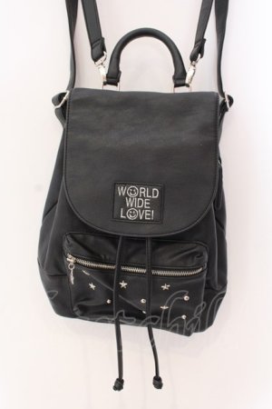画像: WORLD WIDE LOVE！(Rydia) / スタッズポケット合皮リュック  ブラック O-25-03-17-073-PU-BG-IG-OS