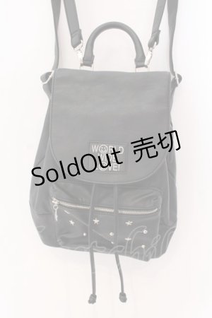画像: WORLD WIDE LOVE！(Rydia) / スタッズポケット合皮リュック  ブラック O-25-03-17-073-PU-BG-IG-ZT-K021