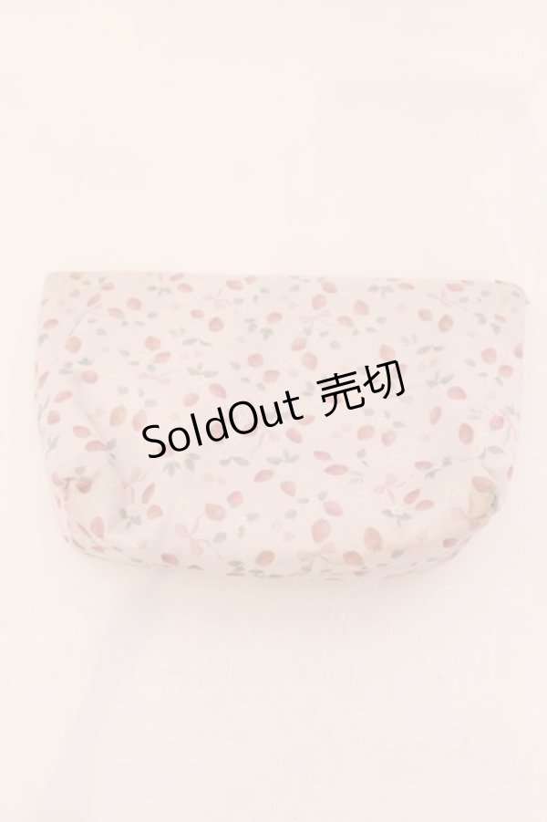 画像2: 【SALE】Maison de FLEUR / イチゴアップリケベーシックポーチ  ピンク O-25-03-17-089-LO-ZA-IG-ZT422-F008 (2)