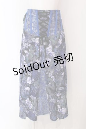 画像: Qutie Frash / リボン袴コルセット  ブルー O-25-03-17-010-QU-SK-IG-OS
