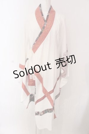 画像: Qutie Frash / 3店舗限定カラー着物カーデ  ホワイト×レッド O-25-03-17-014-QU-JA-OW-OS