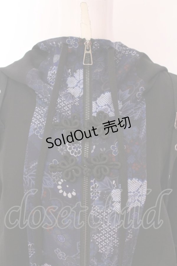 画像2: Qutie Frash / 和柄ショートカーデ  ブラック×ブルー O-25-03-17-016-QU-TO-OW-OS (2)