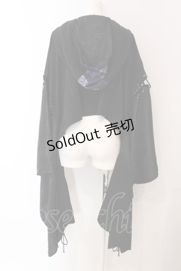 画像4: Qutie Frash / 和柄ショートカーデ  ブラック×ブルー O-25-03-17-016-QU-TO-OW-OS (4)