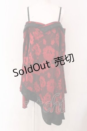画像: Qutie Frash / オフショル着物チュニック  レッド O-25-03-17-017-QU-TO-OW-OS