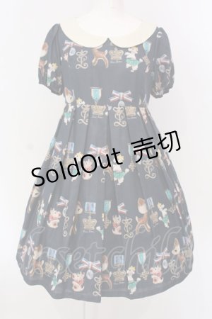 画像: Leur Getter / バンビ&ブローチ袖付ワンピース  ネイビー O-25-03-18-009-LU-OP-IG-OS