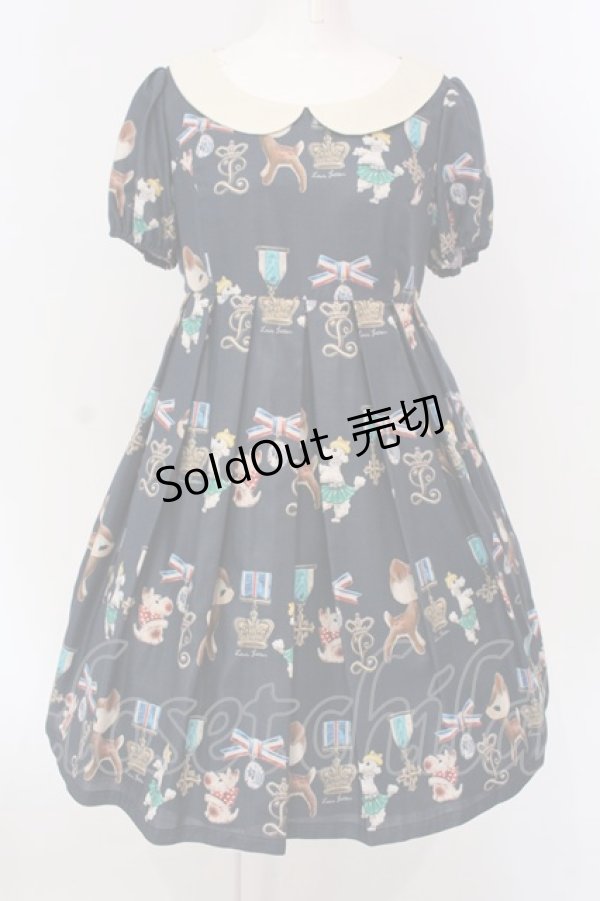 画像1: Leur Getter / バンビ&ブローチ袖付ワンピース  ネイビー O-25-03-18-009-LU-OP-IG-OS (1)
