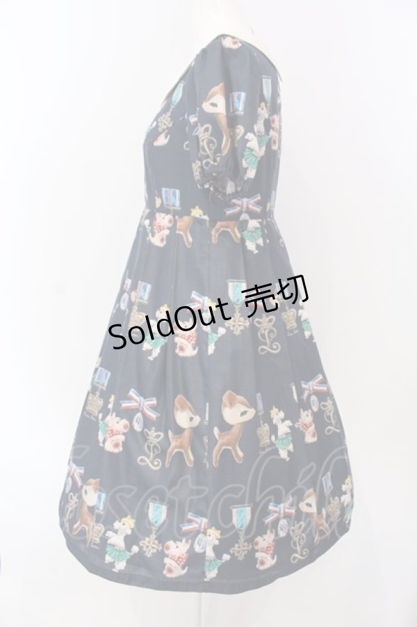 画像2: Leur Getter / バンビ&ブローチ袖付ワンピース  ネイビー O-25-03-18-009-LU-OP-IG-OS (2)