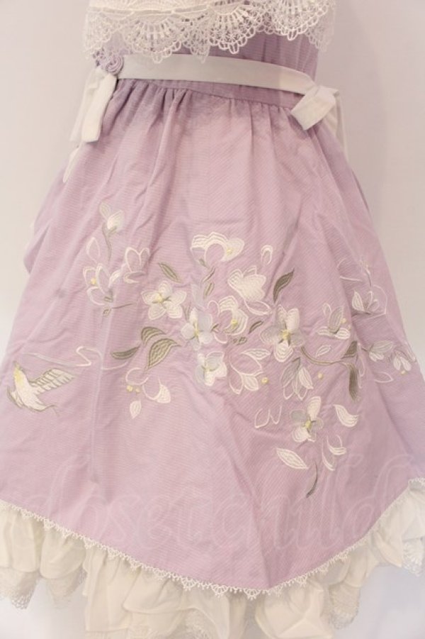 画像4: 南柯 （海外ロリィタ） / チャイナボタン刺繍ジャンパースカート ブラウスワンピースセット S ラベンダー×シロ O-25-03-18-002-LO-OP-IG-ZT024 (4)