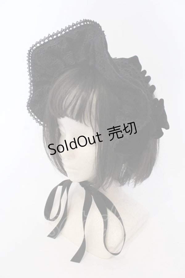 画像1: axes femme kawaii / ベルベットドールハーフボンネット  クロ O-25-03-20-027-AX-AC-IG-OS (1)