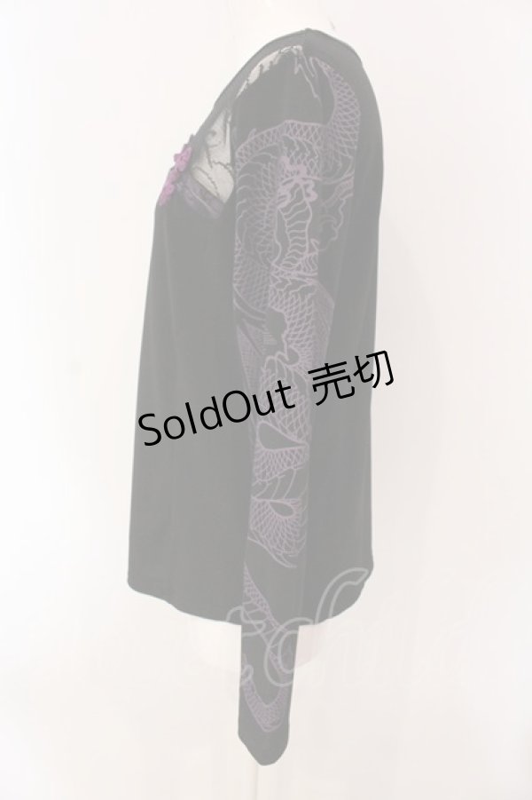 画像2: Qutie Frash / チャイナカットソー  ブラック×パープル O-25-03-20-1003-QU-TO-OW-ZY (2)