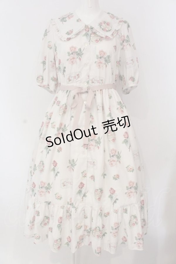 画像1: Melody BasKet / Precious Roseフラットカラーワンピース  アイボリー O-25-03-20-1033-LO-OP-IG-OS (1)
