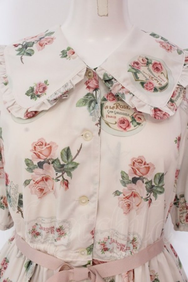 画像2: Melody BasKet / Precious Roseフラットカラーワンピース  アイボリー O-25-03-20-1033-LO-OP-IG-OS (2)