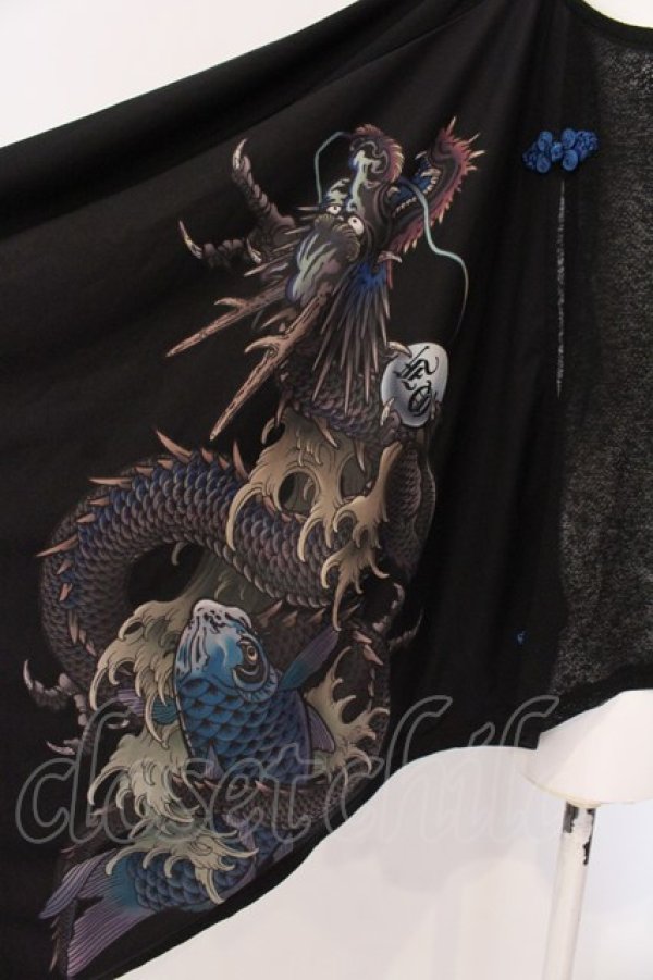画像2: Qutie Frash / 気楡茶閃洸 ボートネックポンチョ  ブラック×ブルー O-25-03-20-1004-QU-TO-IG-ZY (2)