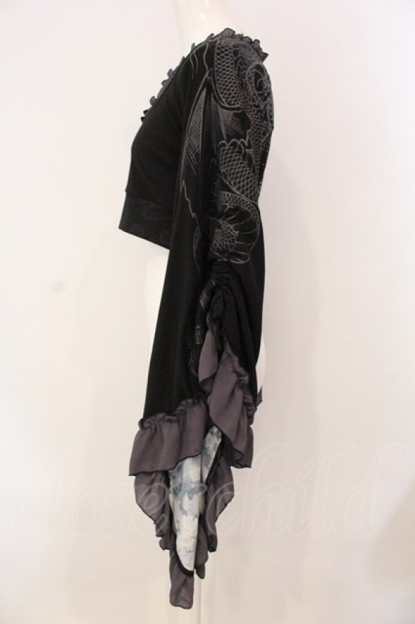 画像3: Qutie Frash / メッシュ着物袖トップス  ブラック×ホワイト O-25-03-20-1006-QU-TO-IG-ZY (3)