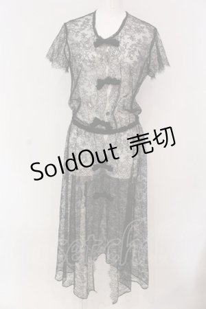 画像: INGEBORG / 総レース半袖ワンピース  クロ O-25-03-20-1057-LO-OP-IG-OS