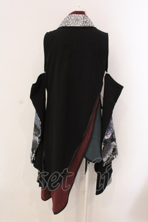 画像4: Qutie Frash / 袖セパレート着物カーデ  ブラック×グリーン×ワイン O-25-03-20-1015-QU-TO-IG-ZY (4)