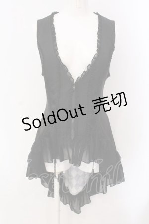 画像: Qutie Frash / ダイヤリボンベスト  ブラック×ホワイト O-25-03-20-1019-QU-TO-IG-ZY