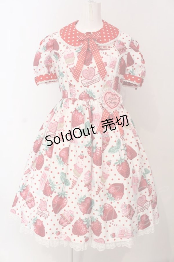 画像1: Angelic Pretty / Fresh Strawberry Dinerワンピース  シロ O-25-03-20-005-AP-OP-OW-OS (1)