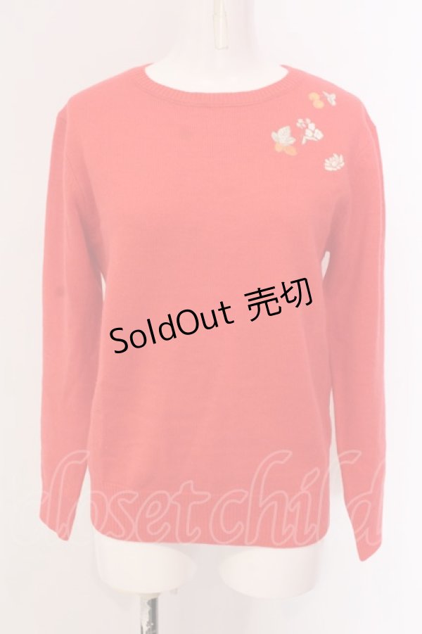 画像1: Franche Lippee / 果実シシュウニット  朱色 O-25-03-20-2001-LO-TO-IG-ZT203 (1)