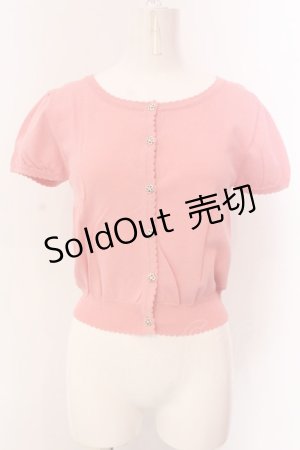 画像: LODISPOTTO / フラワーボタン半袖カーディガン M ピンク O-25-03-20-2045-LO-TO-OW-ZT200