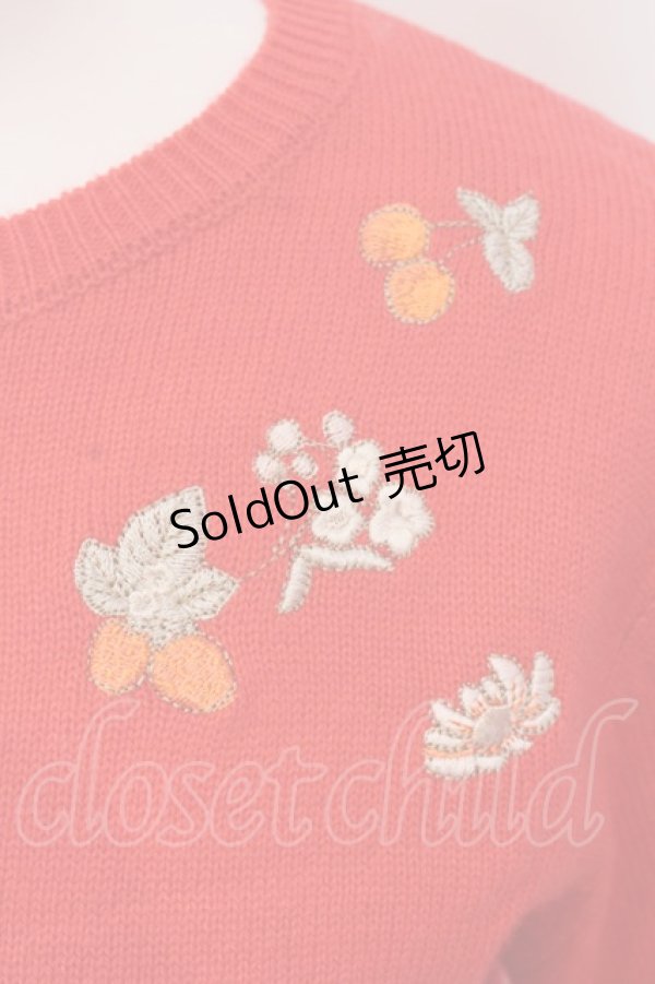 画像2: Franche Lippee / 果実シシュウニット  朱色 O-25-03-20-2001-LO-TO-IG-ZT203 (2)