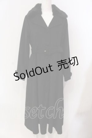 画像: Maison de FLEUR Petite Robe / ファー付きフレアコート S クロ O-25-03-20-2007-EL-CO-OW-ZT-C048