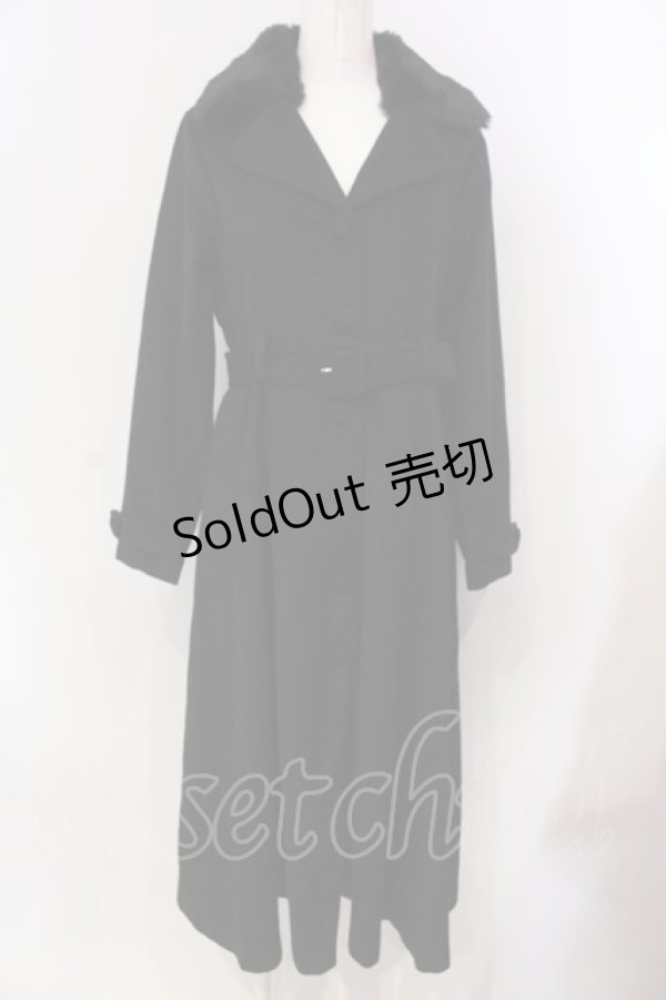 画像1: Maison de FLEUR Petite Robe / ファー付きフレアコート S クロ O-25-03-20-2007-EL-CO-OW-ZT-C048 (1)