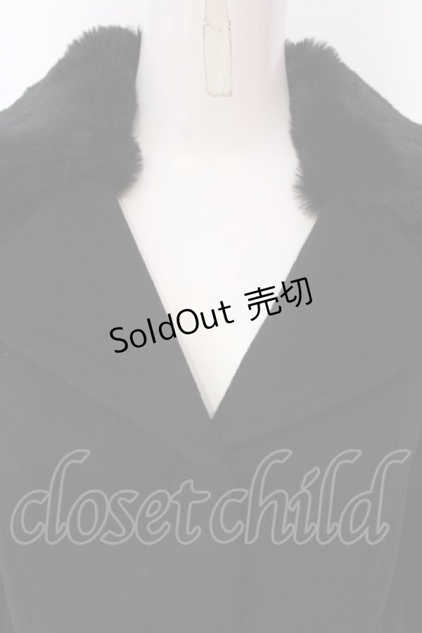 画像2: Maison de FLEUR Petite Robe / ファー付きフレアコート S クロ O-25-03-20-2007-EL-CO-OW-ZT-C048 (2)