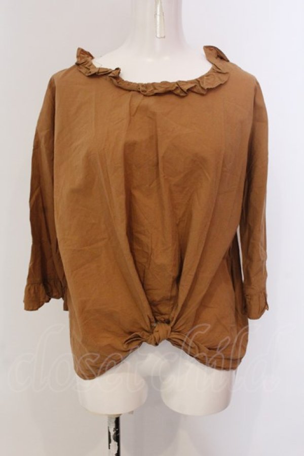 画像1: franche lippee black / 裾結びプルブラウス M キャメル O-25-03-20-2009-LO-BL-IG-ZT192 (1)
