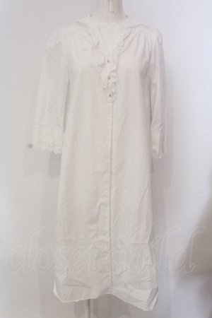 画像: Franche Lippee / ドットジャガードコットンレースロングワンピース M シロ O-25-03-20-2012-LO-OP-OW-ZT192