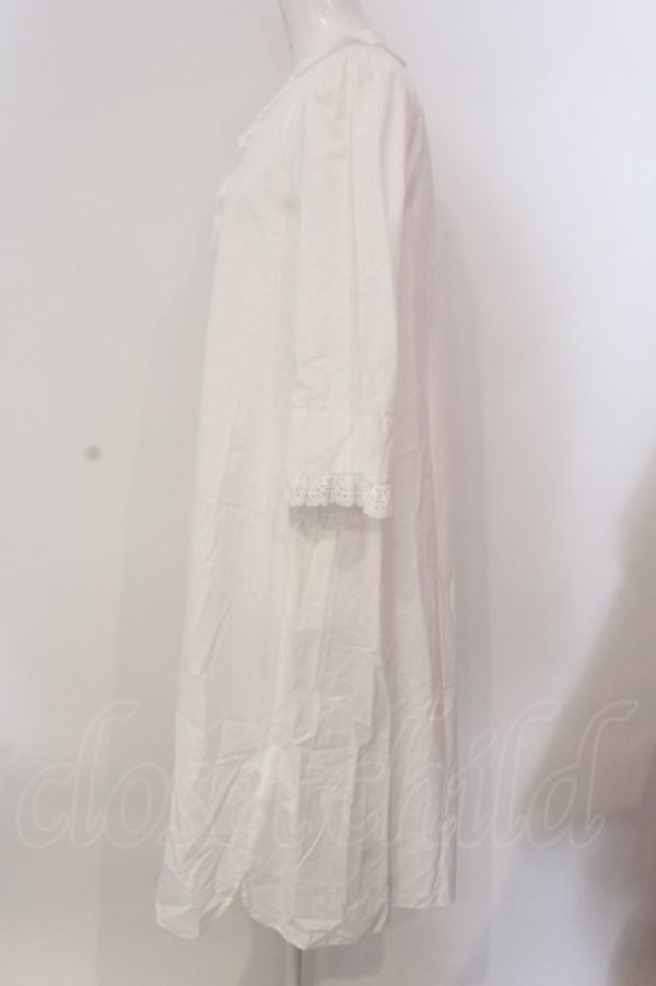 画像3: Franche Lippee / ドットジャガードコットンレースロングワンピース M シロ O-25-03-20-2012-LO-OP-OW-ZT192 (3)