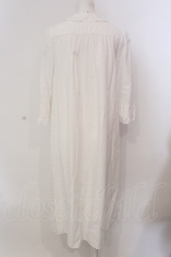 画像4: Franche Lippee / ドットジャガードコットンレースロングワンピース M シロ O-25-03-20-2012-LO-OP-OW-ZT192 (4)