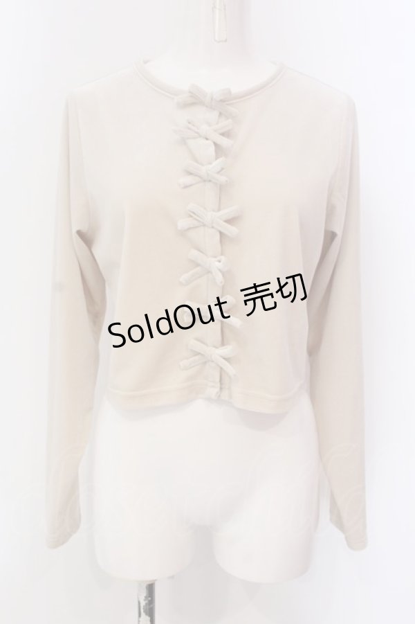 画像1: 【SALE】merry jenny / ribbonベロアカーディガン F アイボリー O-25-03-20-2015-LO-TO-IG-ZT203 (1)