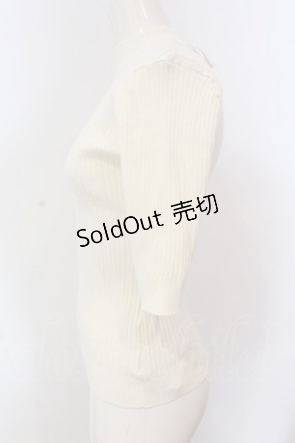 画像2: FA（Fi.n.t） / バックリボンリブニット半袖プルオーバー F オフシロ O-25-03-20-2026-LO-TO-OW-ZT140 (2)