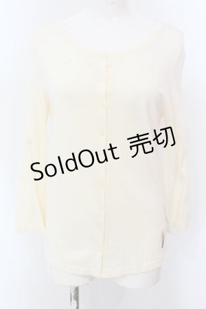 画像: Cherir la femme / うさぎくまワッペンラウンドネックカットカーディガン M キナリ O-25-03-20-2030-LO-TO-OW-ZT140