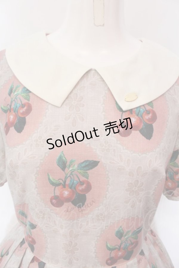 画像2: Leur Getter / Cherry Lace袖付きワンピース  ピンク O-25-03-20-009-LU-OP-OW-OS (2)