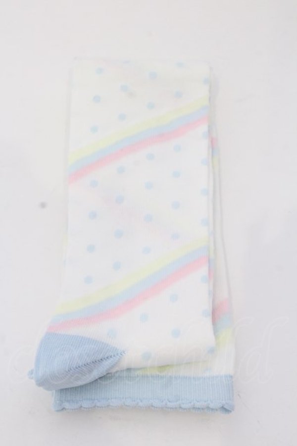 画像2: Angelic Pretty / マシュマロボーダーオーバーニー  シロ×サックス O-25-03-20-021-AP-ZA-OW-OS (2)