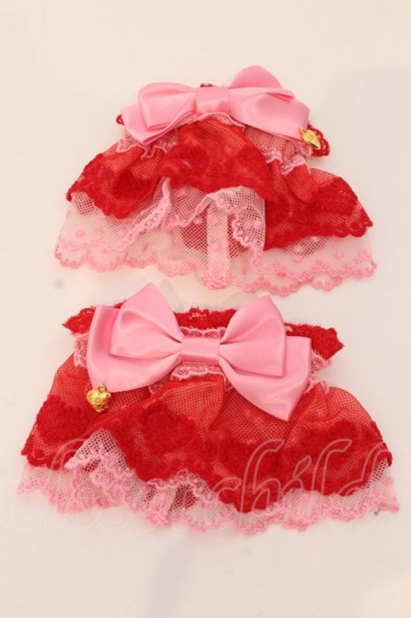 画像1: Angelic Pretty / ハートチャーム配色お袖とめ  アカ×濃ピンク O-25-03-20-023-AP-ZA-OW-OS (1)