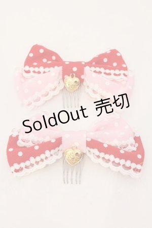 画像: Angelic Pretty / Lovely Dot配色リボンコーム  ピンク×アカ O-25-03-20-024-AP-AC-OW-OS