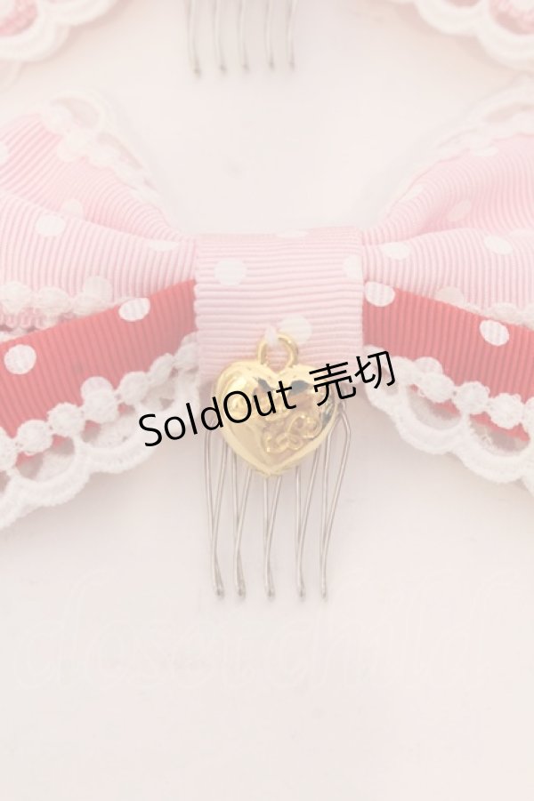 画像2: Angelic Pretty / Lovely Dot配色リボンコーム  ピンク×アカ O-25-03-20-024-AP-AC-OW-OS (2)