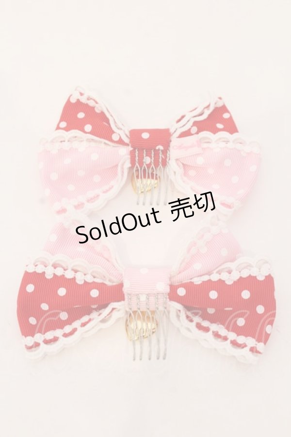 画像3: Angelic Pretty / Lovely Dot配色リボンコーム  ピンク×アカ O-25-03-20-024-AP-AC-OW-OS (3)