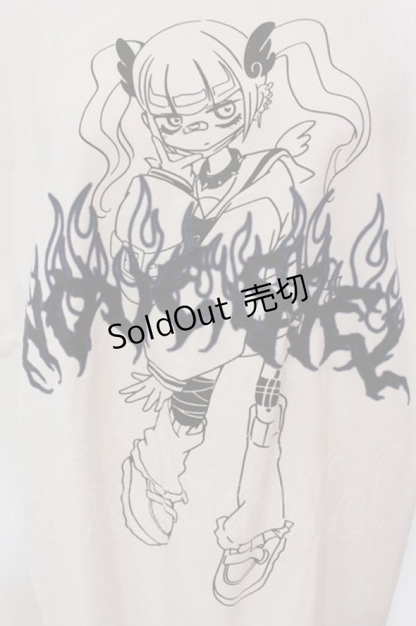 画像2: NOVESSEL / 少女イラストプリント半袖Tシャツ  ホワイト O-25-03-22-012-PU-TS-IG-OS (2)